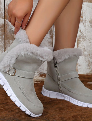 Women's Boots | Ankle Length Faux Fur Trim Buckle Closure