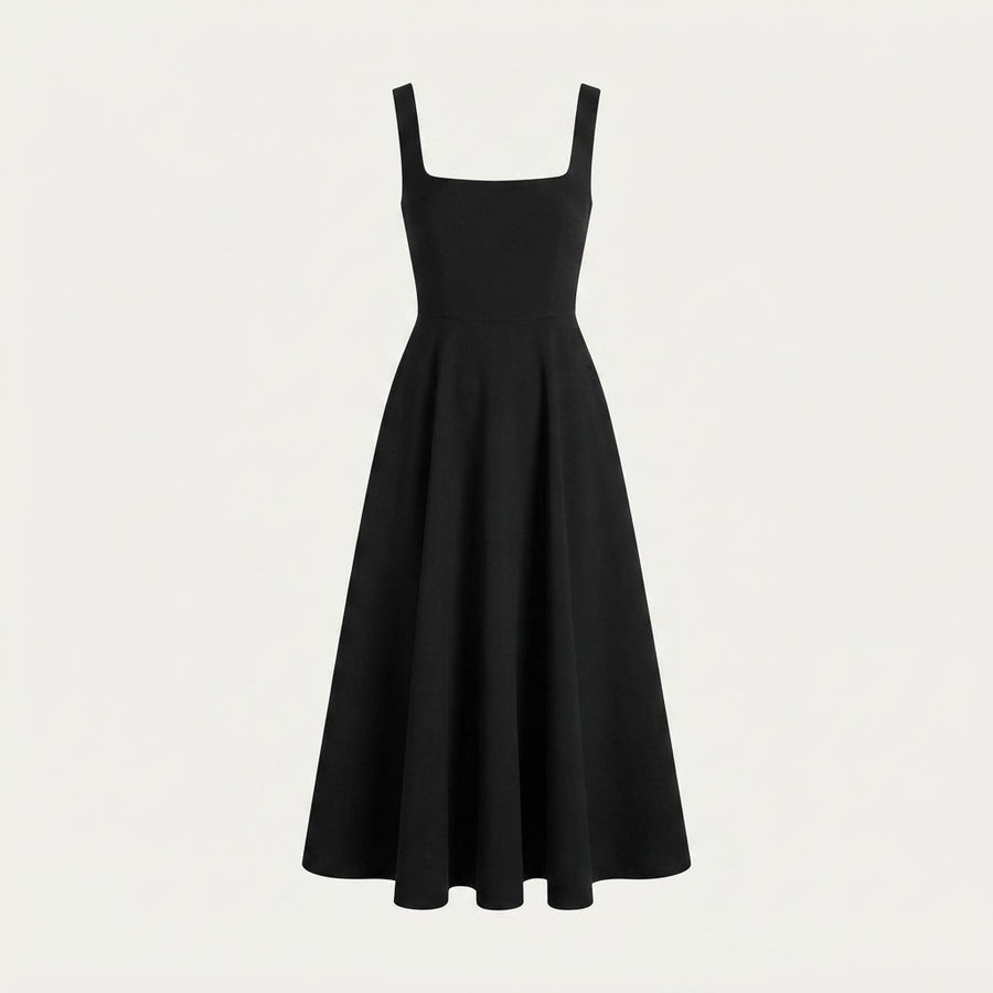 Women's Formal Dress | Midi Square Neckline Sleeveless