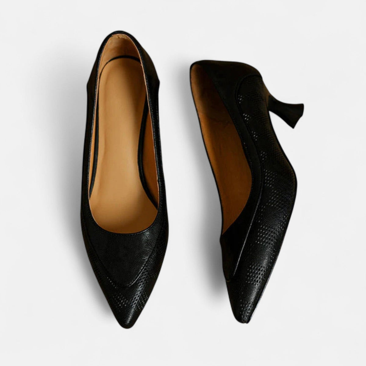 Women's Kitten Heels | Pointed Toe Leather Embossed
