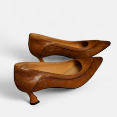 Women's Kitten Heels | Pointed Toe Leather Embossed