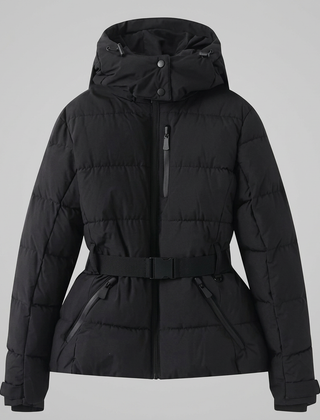 Women's Puffer Jacket | Quilted Hooded Belted Zip Front