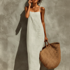 Women's Cotton Dress | Maxi Square Neck Spaghetti Sleeveless