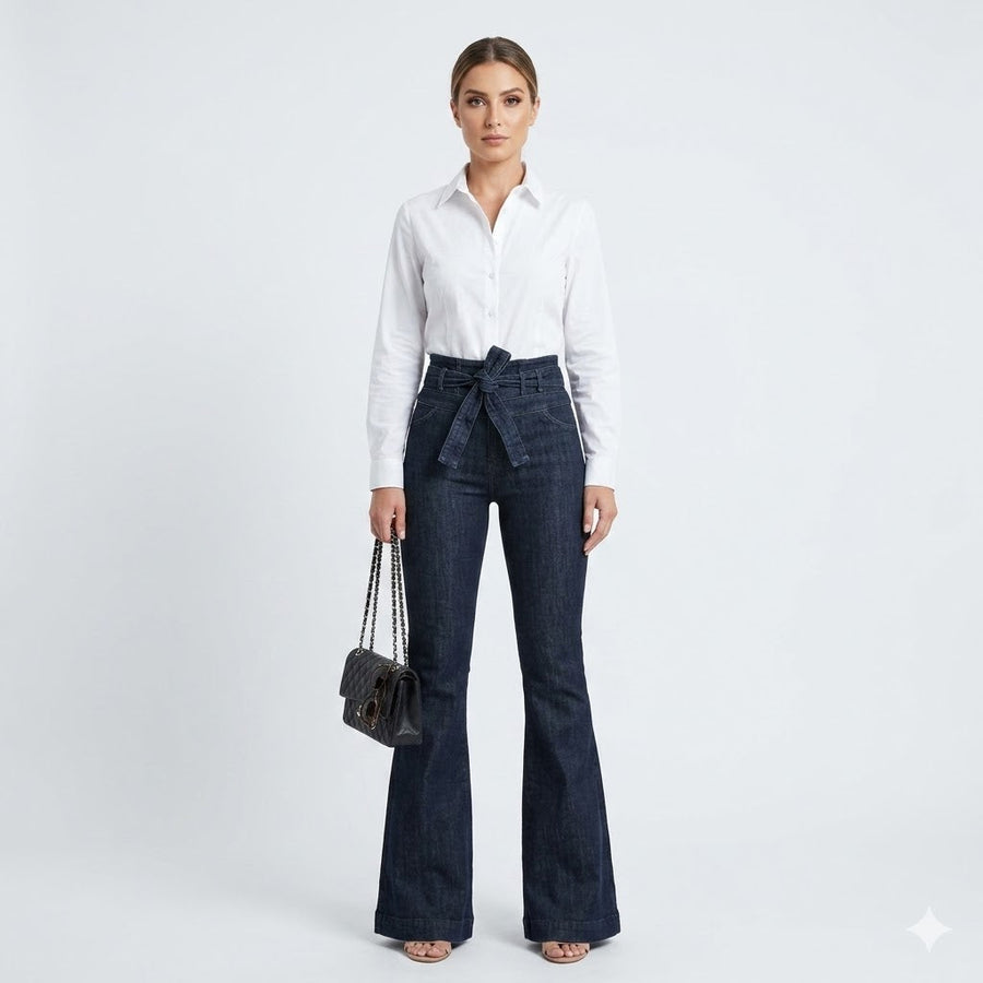 Women's Black Jeans | High-Waisted Flare Denim Zip Fly