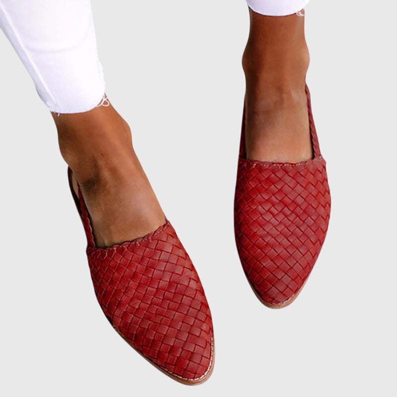 Women's Ballet Flats | Pointed Toe Woven Slingback Adjustable