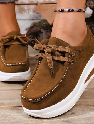 Women's Platform Sneakers | Lace Up Cushioned Suede
