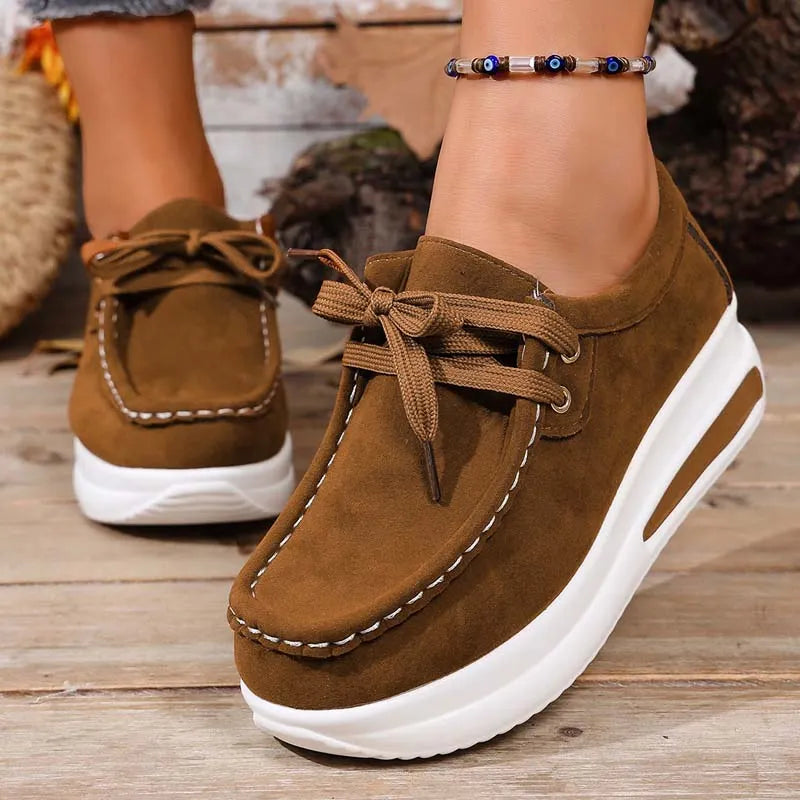 Women's Platform Sneakers | Lace Up Cushioned Suede