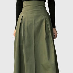Women's Midi Skirt | A-Line Waist Tie Pleated