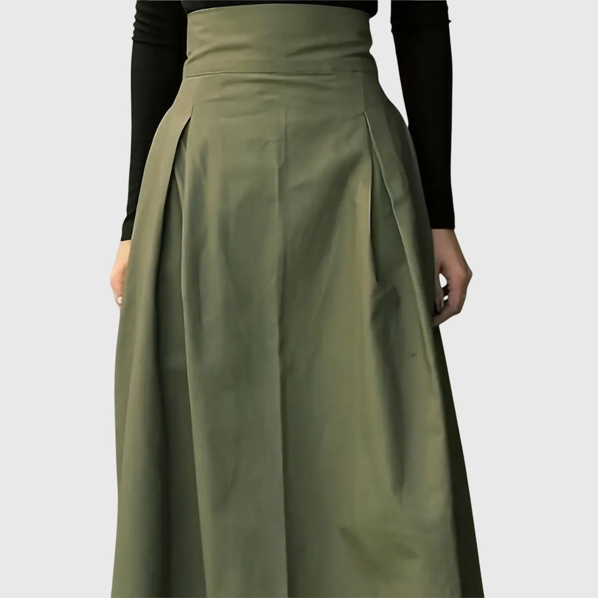 Women's Midi Skirt | A-Line Waist Tie Pleated