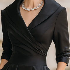 Women's Formal Dress | Midi V-Neck Wrap Three-Quarter Sleeve