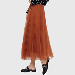 Women's Long Skirt | Maxi Length Pleated Tulle A-Line