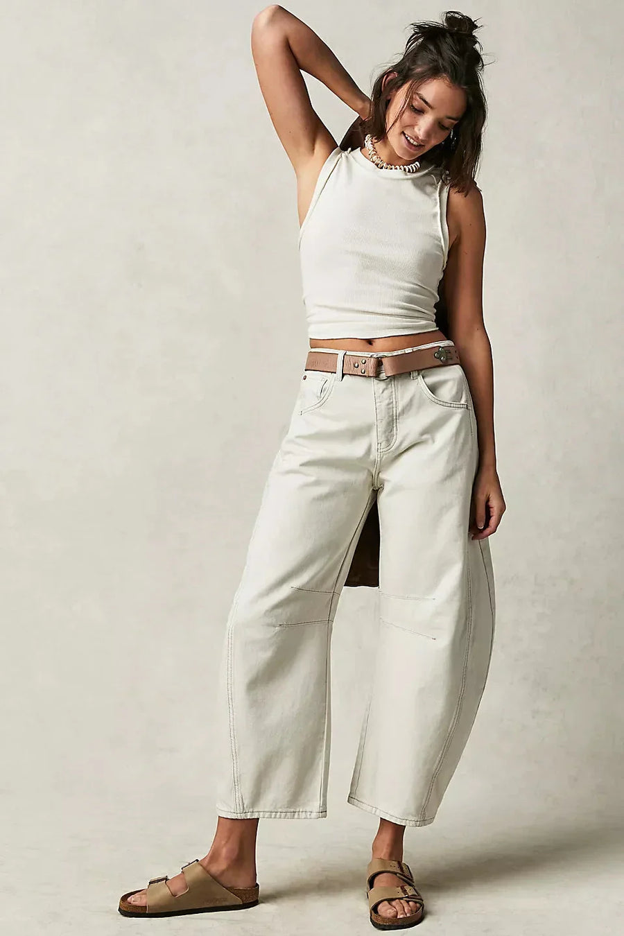 Women's Black Jeans | Wide Leg Denim Button Closure