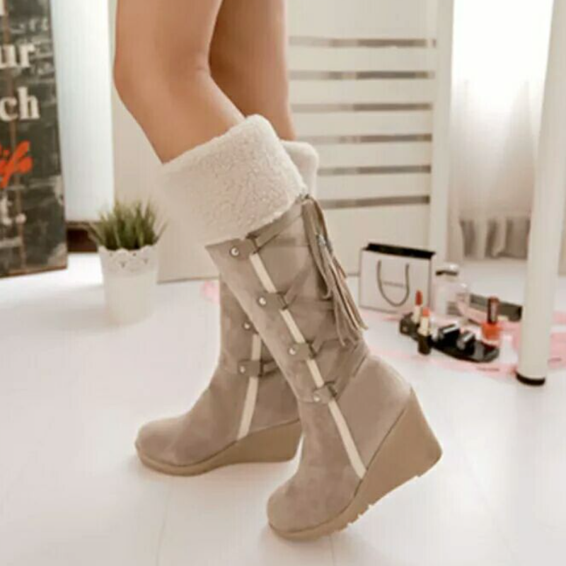 Women's Winter Boots | Fleece-Lined Lace-Up Wedge Heel
