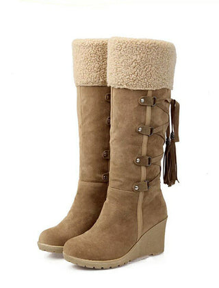 Women's Winter Boots | Fleece-Lined Lace-Up Wedge Heel