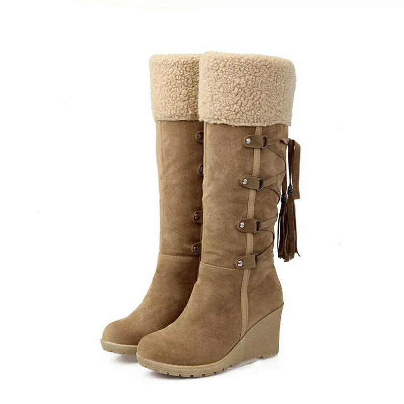 Women's Winter Boots | Fleece-Lined Lace-Up Wedge Heel