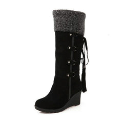 Women's Winter Boots | Fleece-Lined Lace-Up Wedge Heel
