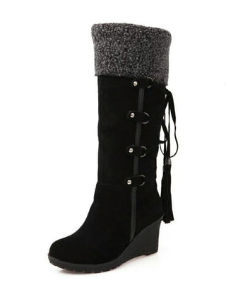 Women's Winter Boots | Fleece-Lined Lace-Up Wedge Heel