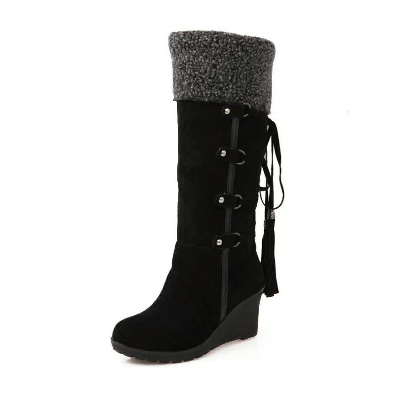 Women's Winter Boots | Fleece-Lined Lace-Up Wedge Heel