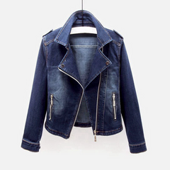 Women's Denim Jacket | Collar Lapel Button Front Relaxed Fit