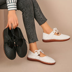 Women's Ballet Flats | Lace-Up Leather Casual