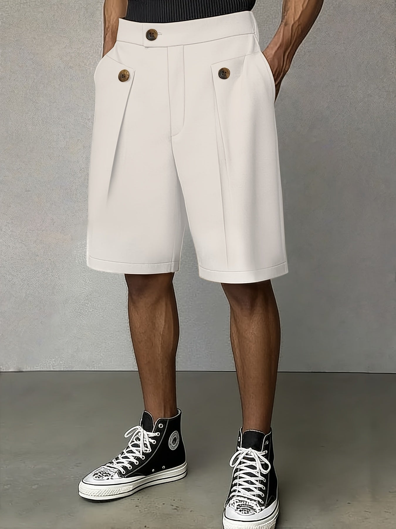 Men's White Linen Shorts | Pleated Tailored High-Rise