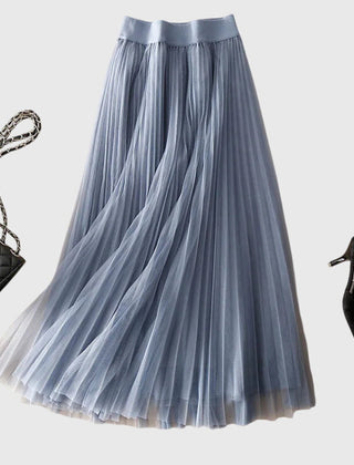 Women's Long Skirt | Maxi Length Pleated Tulle A-Line
