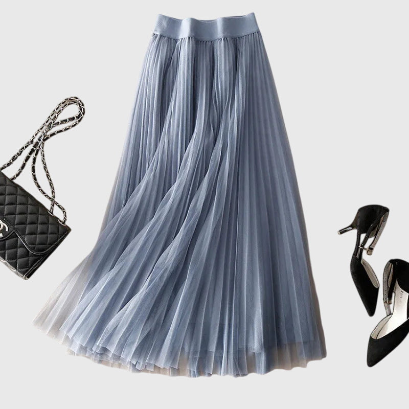 Women's Long Skirt | Maxi Length Pleated Tulle A-Line
