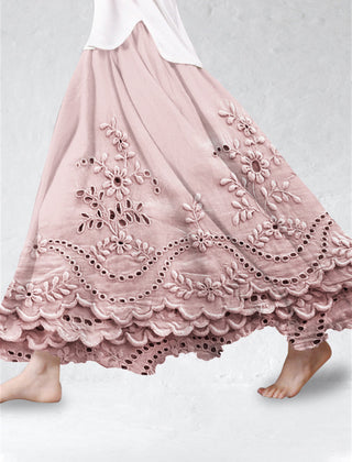 Women's Skort | Maxi Length Embroidered Scalloped Hem