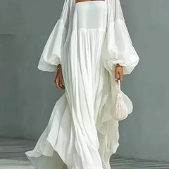 Women's Flowy Maxi Dress | Square Neckline Puff Sleeve Maxi