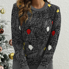Women's Christmas Sweater | Crew Neck Long Sleeve Knit Ornament