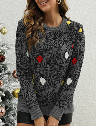 Women's Christmas Sweater | Crew Neck Long Sleeve Knit Ornament