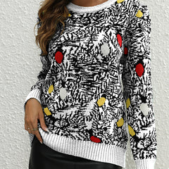 Women's Christmas Sweater | Crew Neck Long Sleeve Knit Ornament