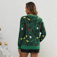 Women's Christmas Sweater | Crew Neck Long Sleeve Knit Ornament