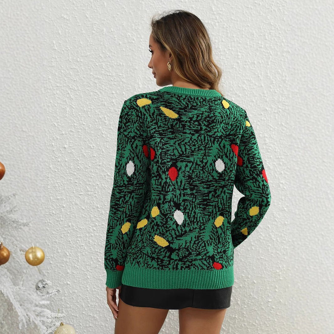 Women's Christmas Sweater | Crew Neck Long Sleeve Knit Ornament