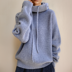 Women's Sweatshirt | Cowl Neck Drawstring Knit Long Sleeve