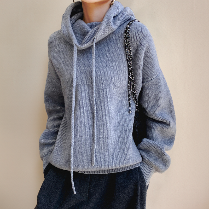 Women's Sweatshirt | Cowl Neck Drawstring Knit Long Sleeve