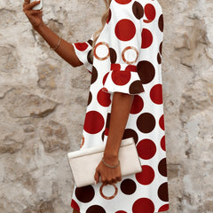 Women's Mini Dress | V-Neck Polka Dot Flared Sleeve