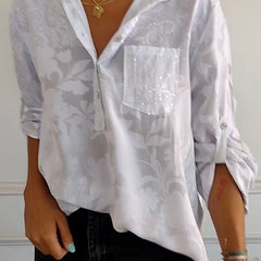Women's Going Out Top | Lapel Collar Sequin Sleeves