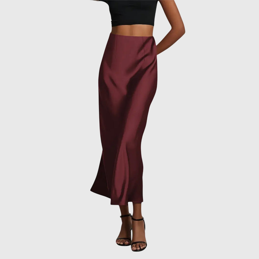 Women's White Skirt | Midi Length Fishtail Satin