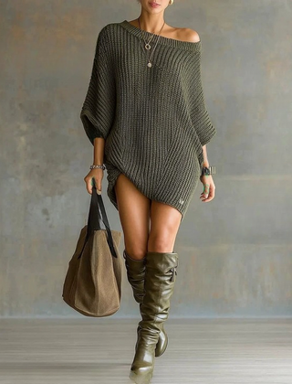Women's Off The Shoulder Top | Knit Oversized Draped Wide Neckline