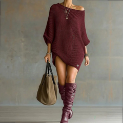 Women's Off The Shoulder Top | Knit Oversized Draped Wide Neckline