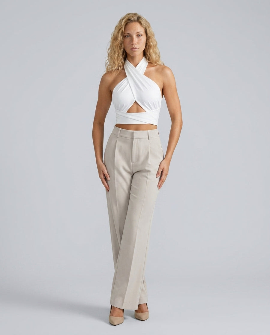 Women's Top | Halter Neck Backless Crop Sleeveless