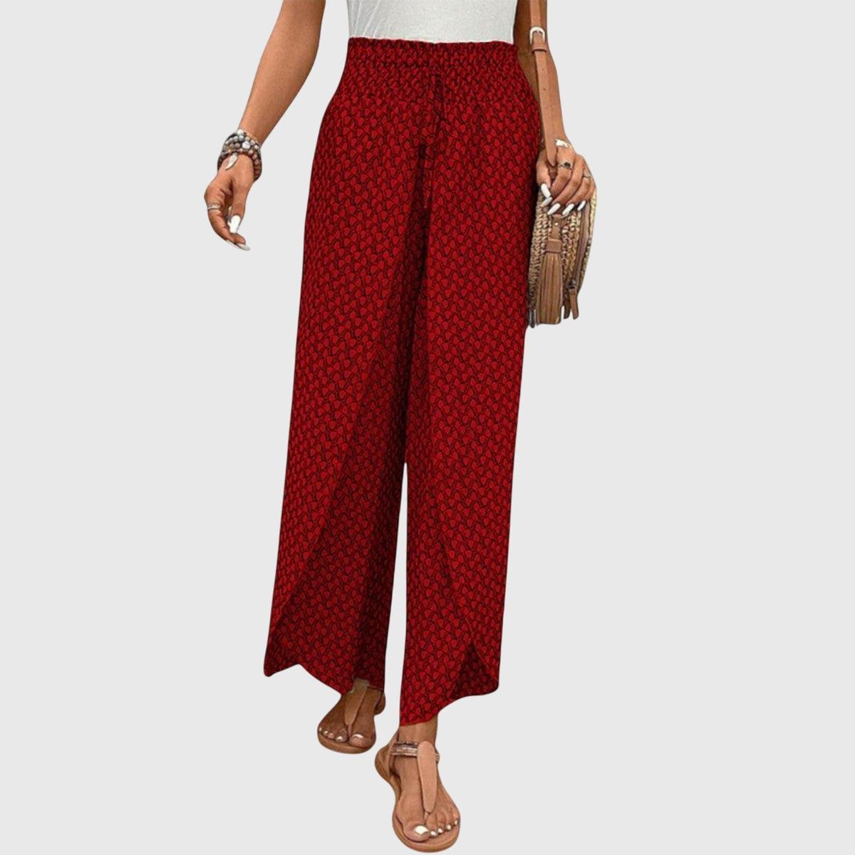 Women's Palazzo Pants | High Waist Wide Leg Drawstring Print