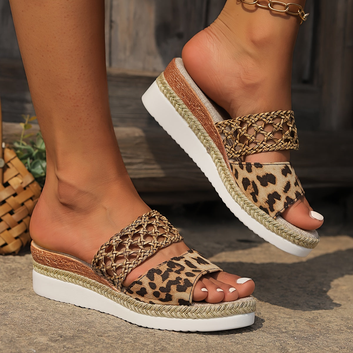 Women's Wedge | Platform Heel Slip-On Woven Strap