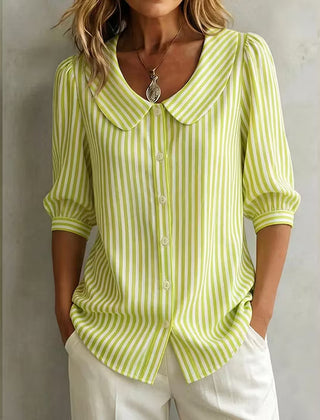 Women's Linen Shirt | Collared V-Neck Button-Front Relaxed