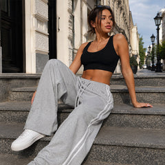 Women's Palazzo Pants | Wide Leg Drawstring Stripe