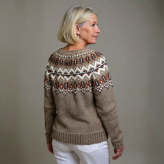 Women's Cardigan | Fair Isle Knit Crew Neck Button Closure