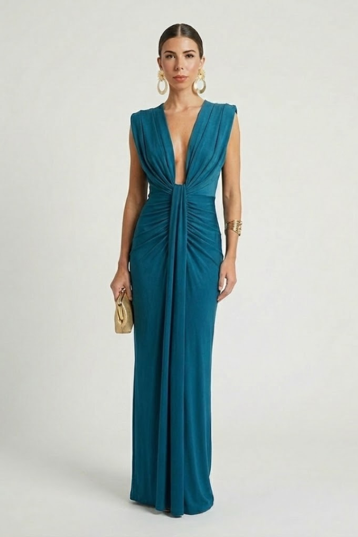 Women's Formal Dress | Maxi Length V-Neck Sleeveless