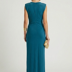 Women's Formal Dress | Deep V-Neck Maxi Sleeveless Pleated