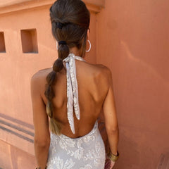 Women's Formal Wedding Guest Dress | Halter Neckline Maxi Sequin
