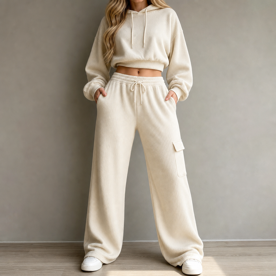 Women's Palazzo Pants | High Waist Drawstring Wide Leg Knit